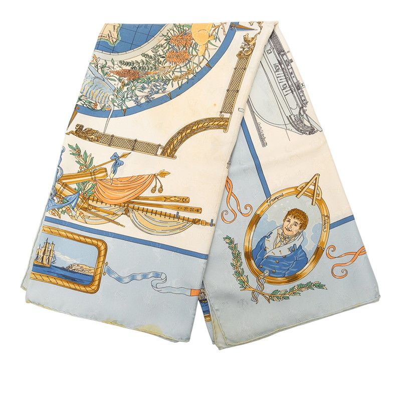 Hermes Carre 90 le Geographe Geographer Scarf Light Blue Multicolor Silk — view 2