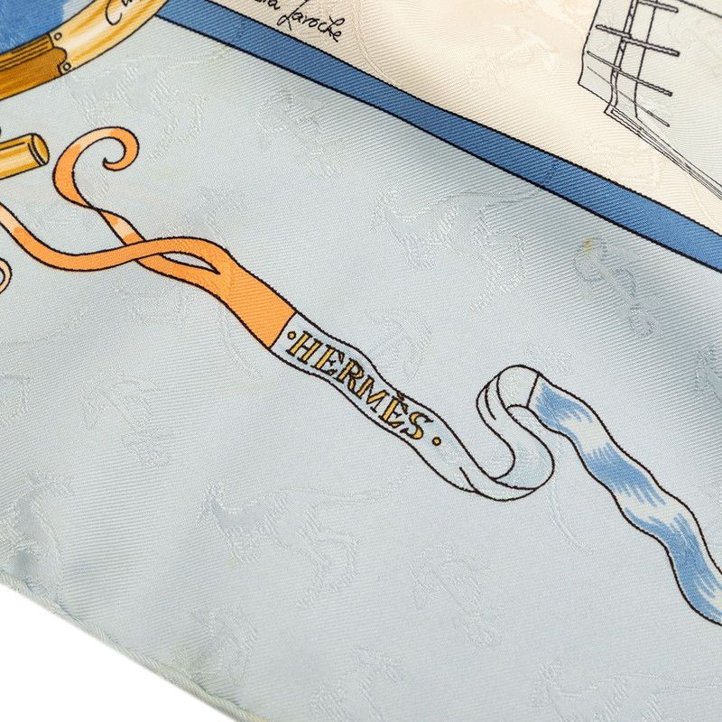 Hermes Carre 90 le Geographe Geographer Scarf Light Blue Multicolor Silk — view 8