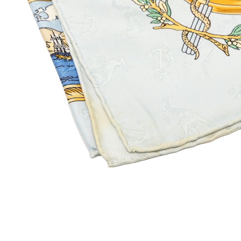 Hermes Carre 90 le Geographe Geographer Scarf Light Blue Multicolor Silk — view 7