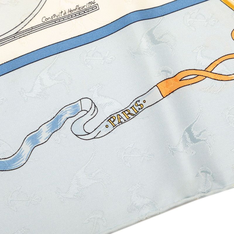 Hermes Carre 90 le Geographe Geographer Scarf Light Blue Multicolor Silk — view 5