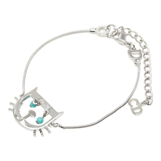 Dior Cat Motif Chain Bracelet Silver Metal