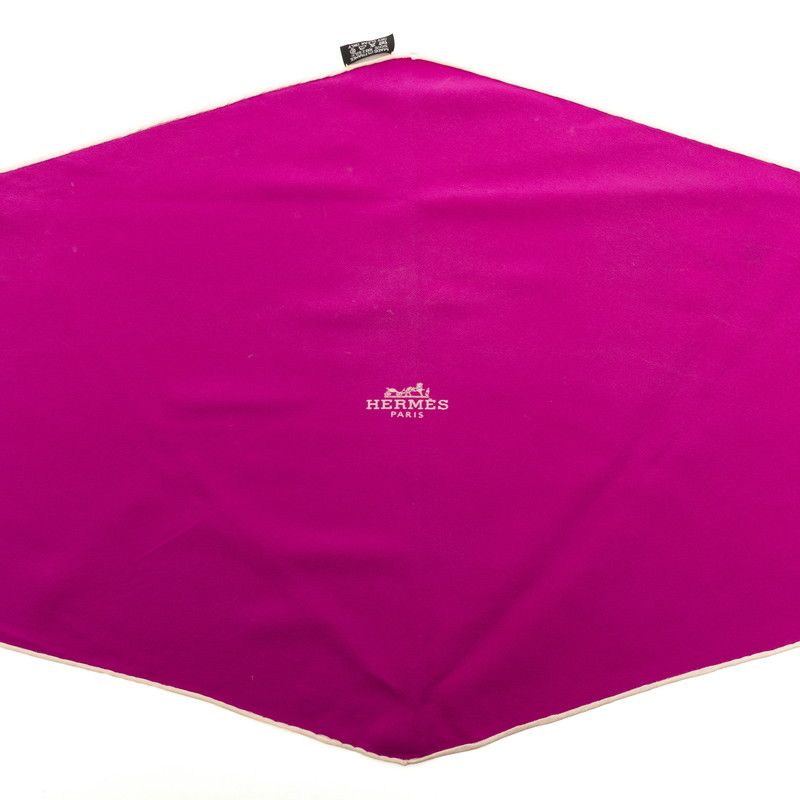 Hermes Losange Logo Diamond Shawl Scarf Purple White Silk — view 3