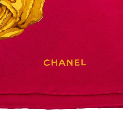 Chanel Camellia CC Logo Scarf Pink Gold Silk — view 6