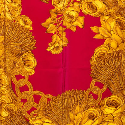 Chanel Camellia CC Logo Scarf Pink Gold Silk — view 5