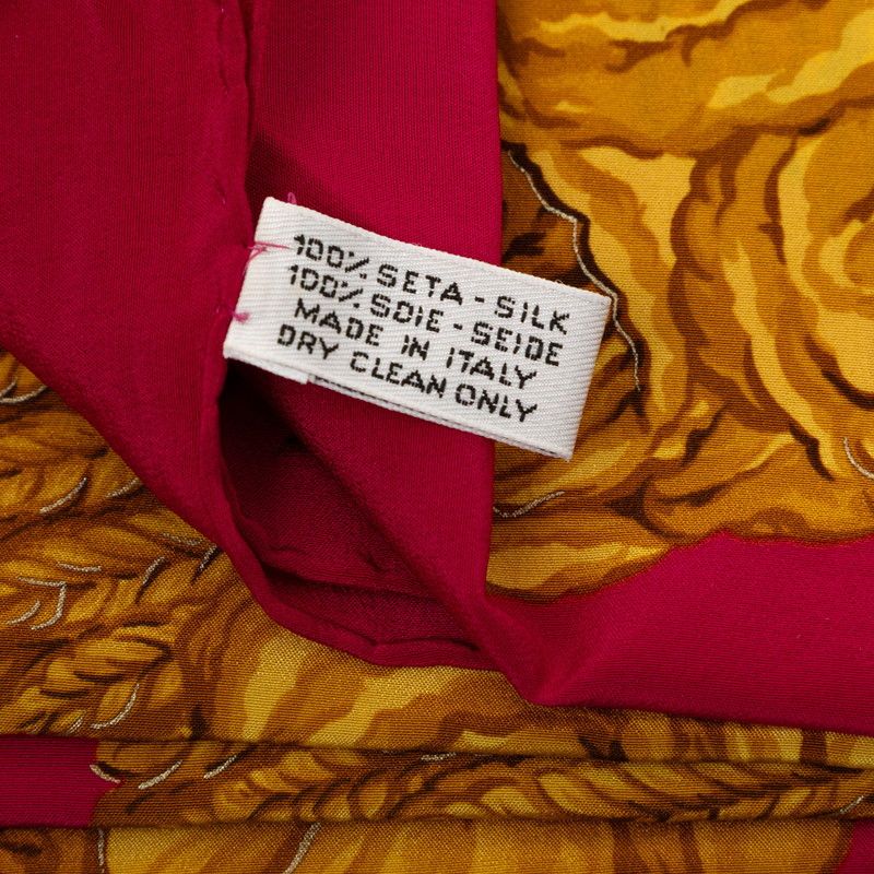 Chanel Camellia CC Logo Scarf Pink Gold Silk — view 8