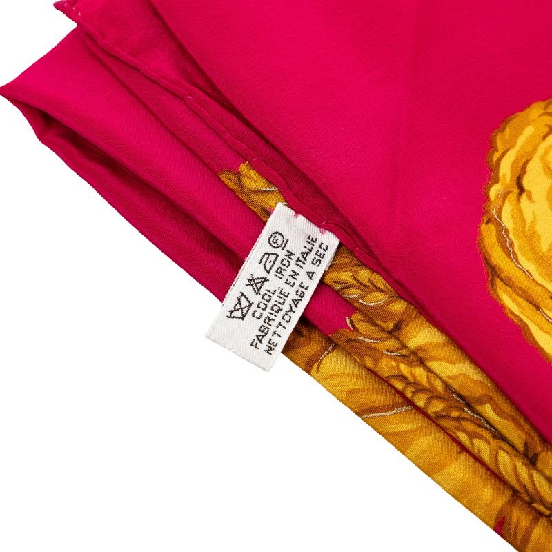 Chanel Camellia CC Logo Scarf Pink Gold Silk — view 7