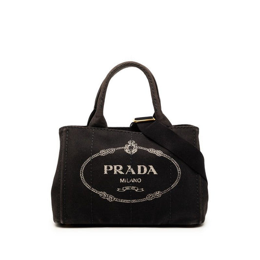 Prada Canapa 2-Way Shoulder Bag Black Canvas