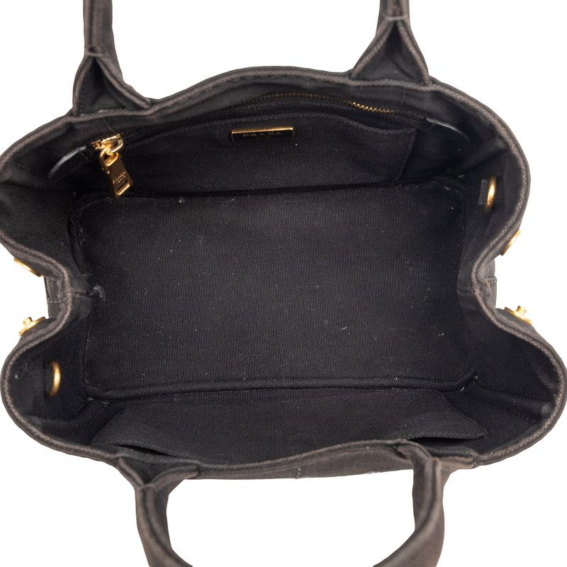 Prada Canapa 2-Way Shoulder Bag Black Canvas — view 5