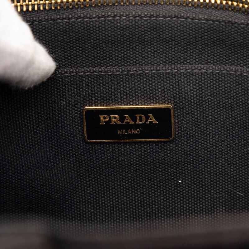 Prada Canapa 2-Way Shoulder Bag Black Canvas — view 7