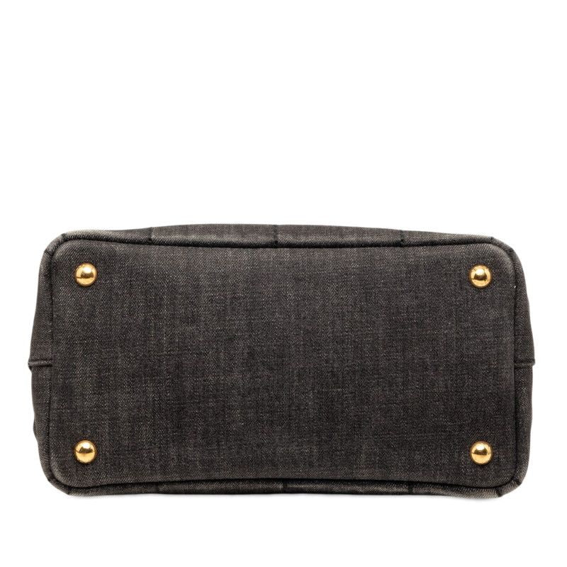 Prada Canapa 2-Way Shoulder Bag Black Gray Denim — view 3