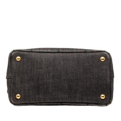 Prada Canapa 2-Way Shoulder Bag Black Gray Denim — view 3