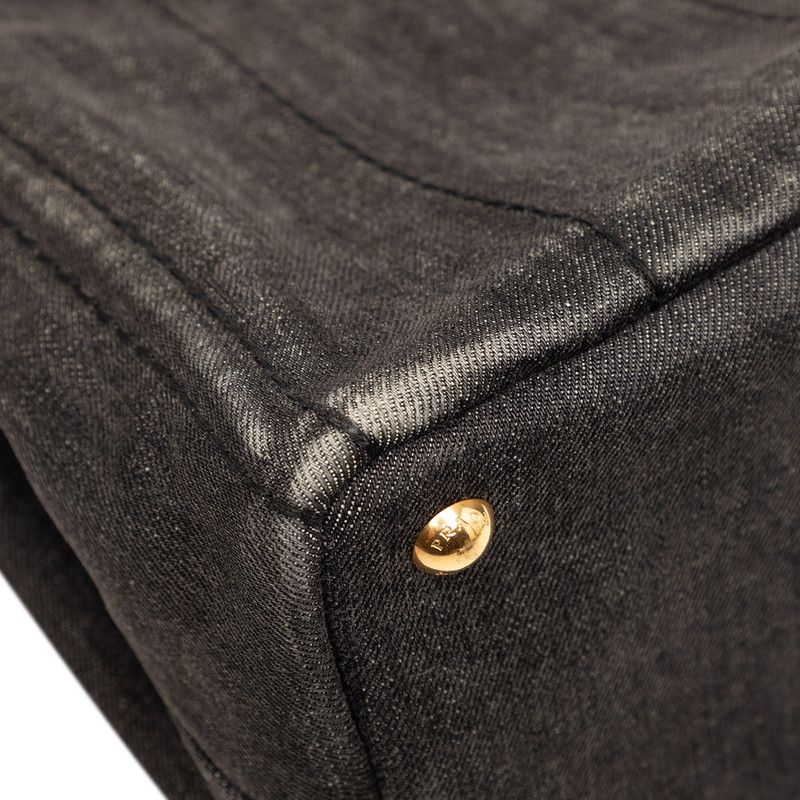 Prada Canapa 2-Way Shoulder Bag Black Gray Denim — view 5