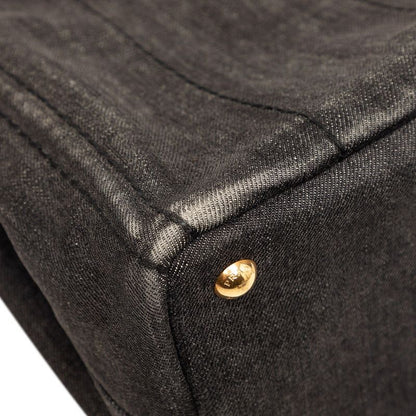 Prada Canapa 2-Way Shoulder Bag Black Gray Denim — view 5