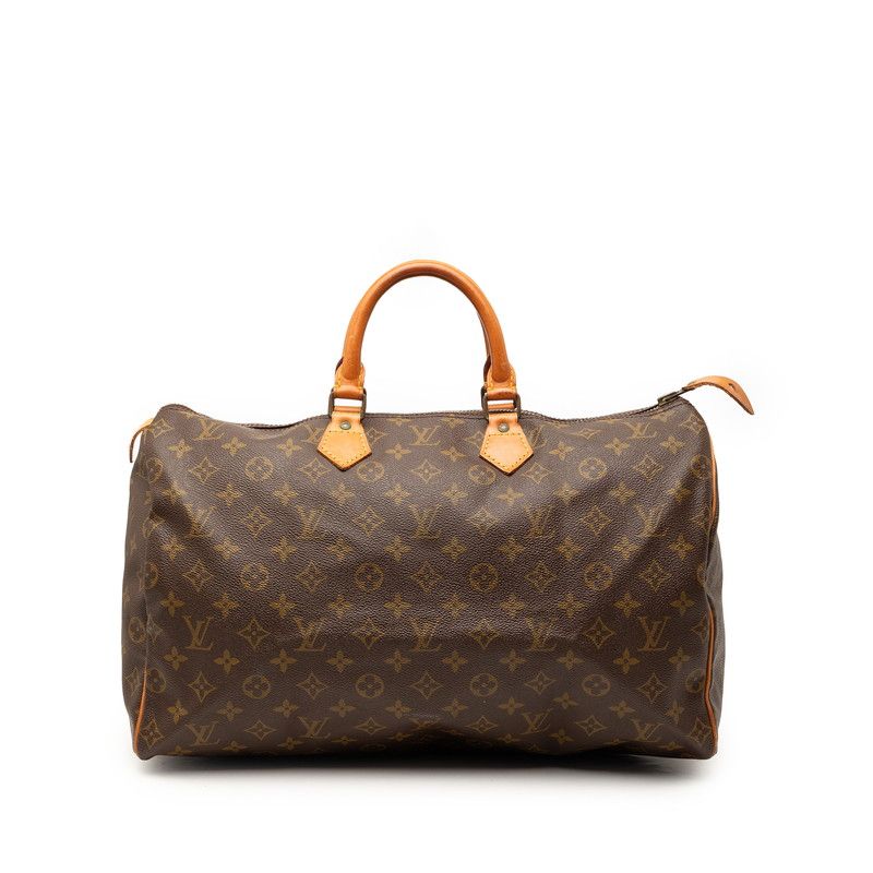 Louis Vuitton Monogram Speedy 40 Boston Bag Brown Leather