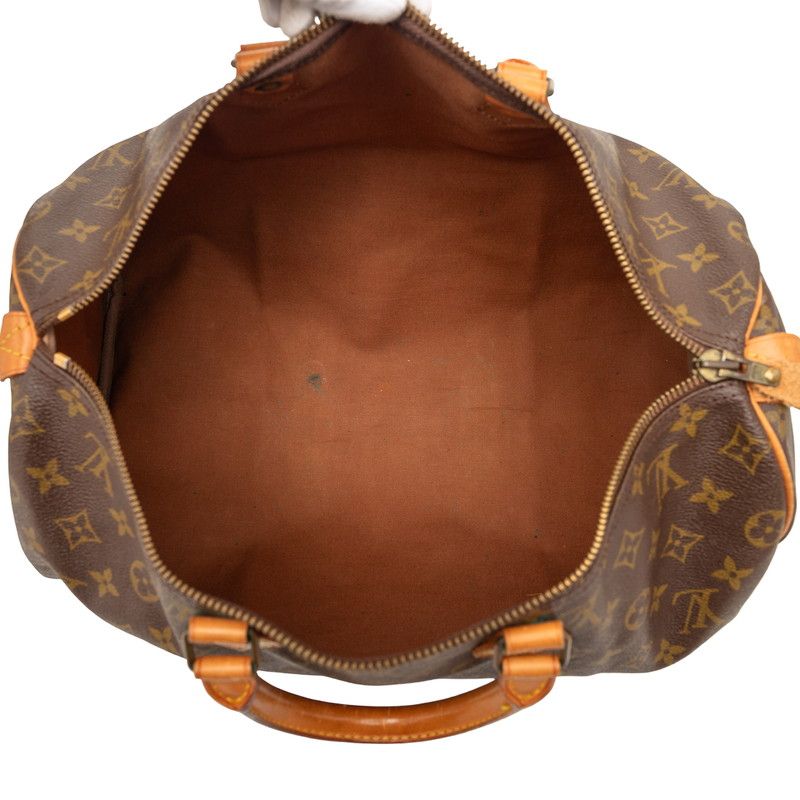 Louis Vuitton Monogram Speedy 40 Boston Bag Brown Leather — view 7