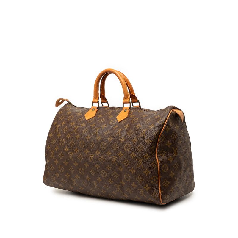 Louis Vuitton Monogram Speedy 40 Boston Bag Brown Leather — view 2