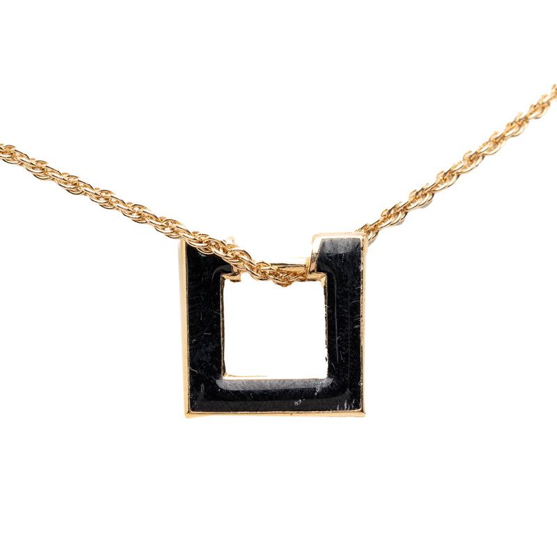 Dior Vintage Earrings Necklace Set Gold Black Plated Line Stone
