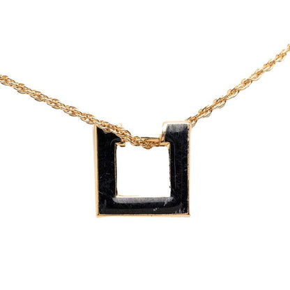 Dior Vintage Earrings Necklace Set Gold Black Plated Line Stone