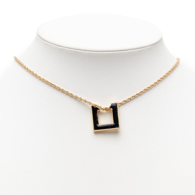 Dior Vintage Earrings Necklace Set Gold Black Plated Line Stone — view 5