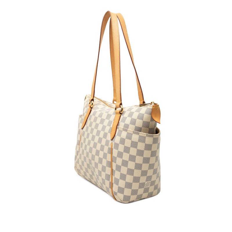 Louis Vuitton Damier Azur Totally PM Tote Shoulder Bag White Leather — view 2