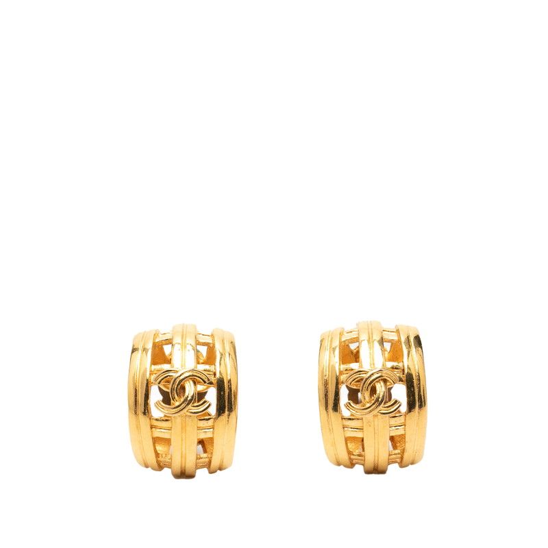 Chanel CC Logo Earrings 96 Vintage Gold Plated