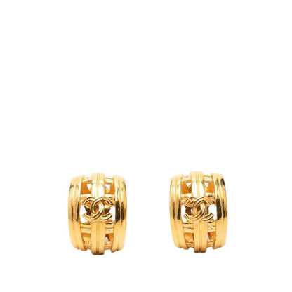Chanel CC Logo Earrings 96 Vintage Gold Plated