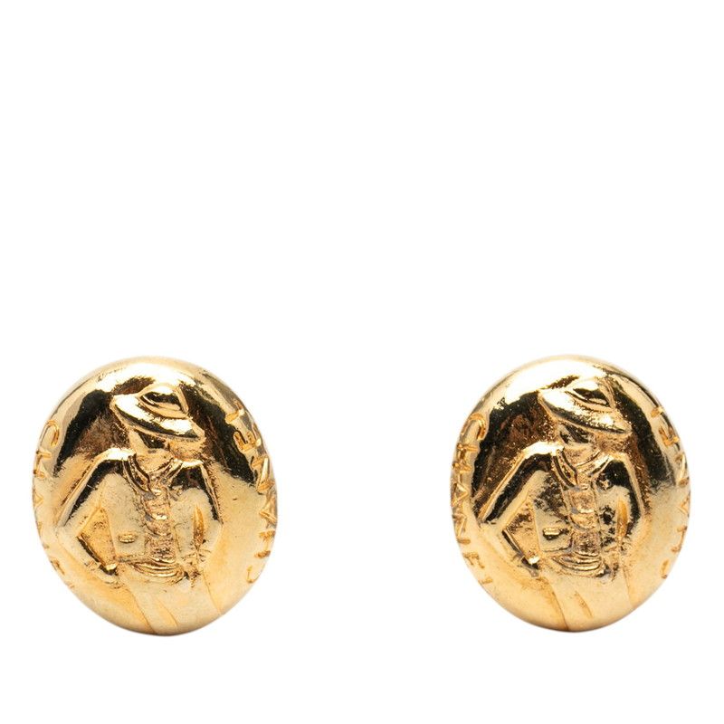 Chanel Mademoiselle Oval Earrings Gold Plated