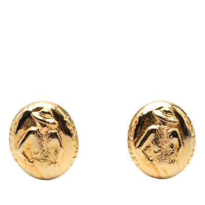 Chanel Mademoiselle Oval Earrings Gold Plated