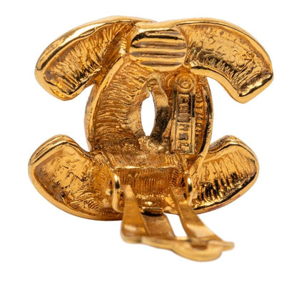 Chanel Quilted CC Logo Earrings Gold Plated — view 3