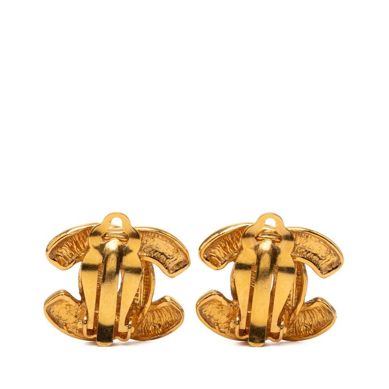 Chanel Quilted CC Logo Earrings Gold Plated — view 2
