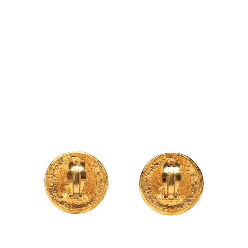 Chanel CC Logo Round Earrings Gold Plated — view 2
