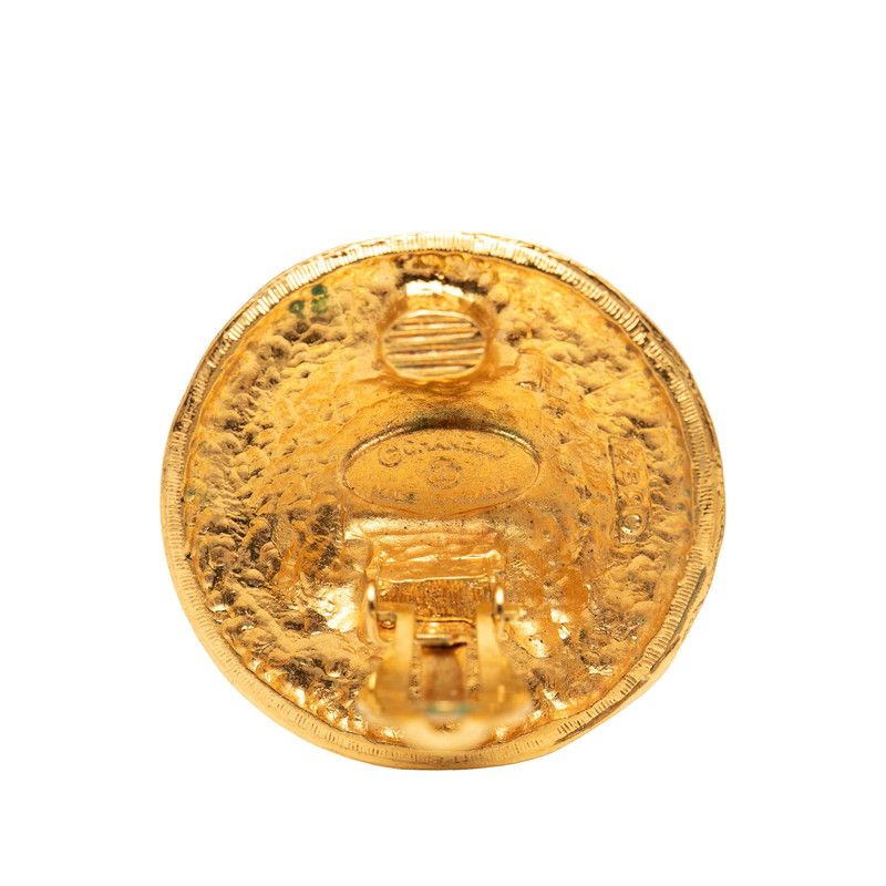 Chanel CC Logo Round Earrings Gold Plated — view 3