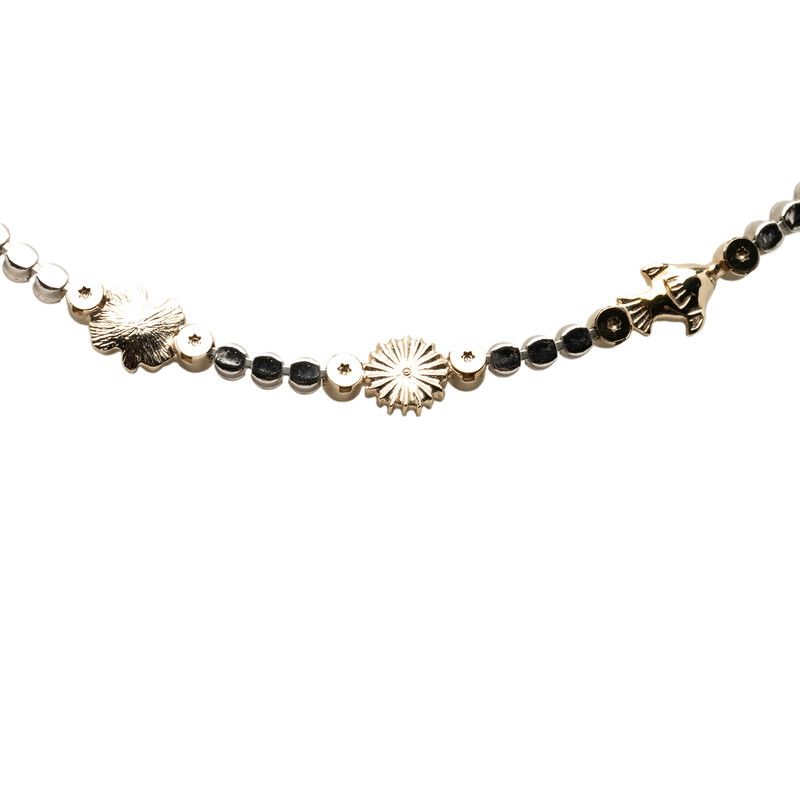 Chanel Cruise Collection CC Logo Pearl Clover Choker Necklace Silver Gold Metal — view 3
