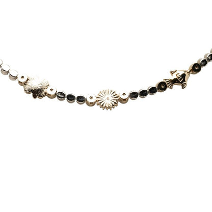 Chanel Cruise Collection CC Logo Pearl Clover Choker Necklace Silver Gold Metal — view 3