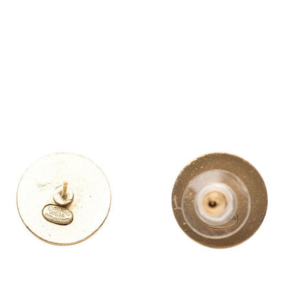 Chanel CC Logo Earrings Gold Plated Line Stone — view 3