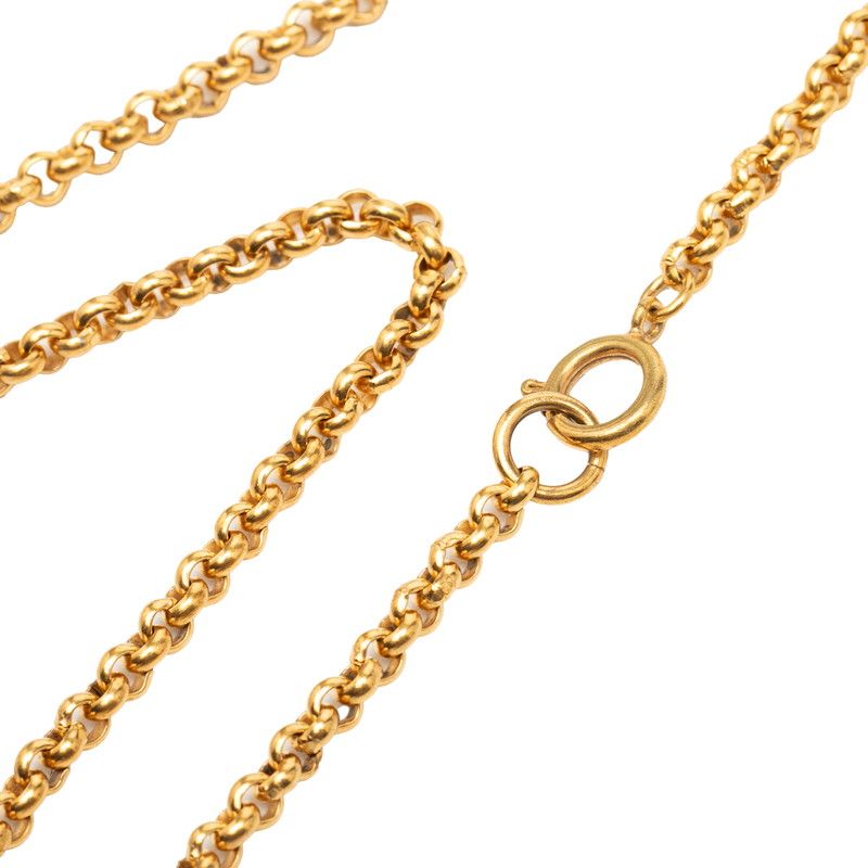 Chanel CC Logo Clover Motif Chain Pendant Necklace Gold Plated — view 5