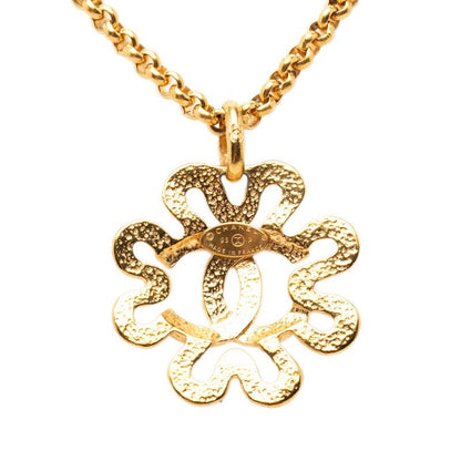 Chanel CC Logo Clover Motif Chain Pendant Necklace Gold Plated — view 2