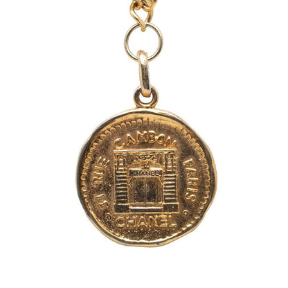 Chanel 31 Rue Cambon Vintage Coin Motif Chain Pendant Necklace Gold Plated