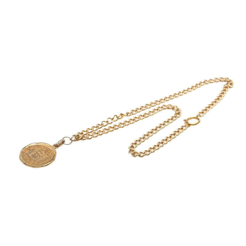 Chanel 31 Rue Cambon Vintage Coin Motif Chain Pendant Necklace Gold Plated — view 3