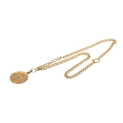 Chanel 31 Rue Cambon Vintage Coin Motif Chain Pendant Necklace Gold Plated — view 3