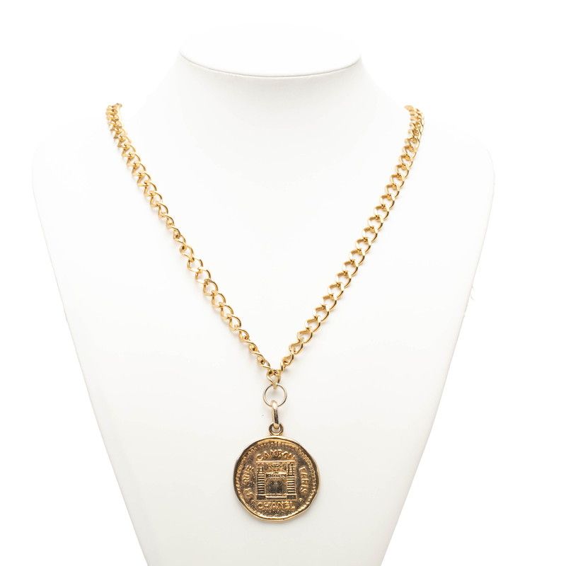 Chanel 31 Rue Cambon Vintage Coin Motif Chain Pendant Necklace Gold Plated — view 6