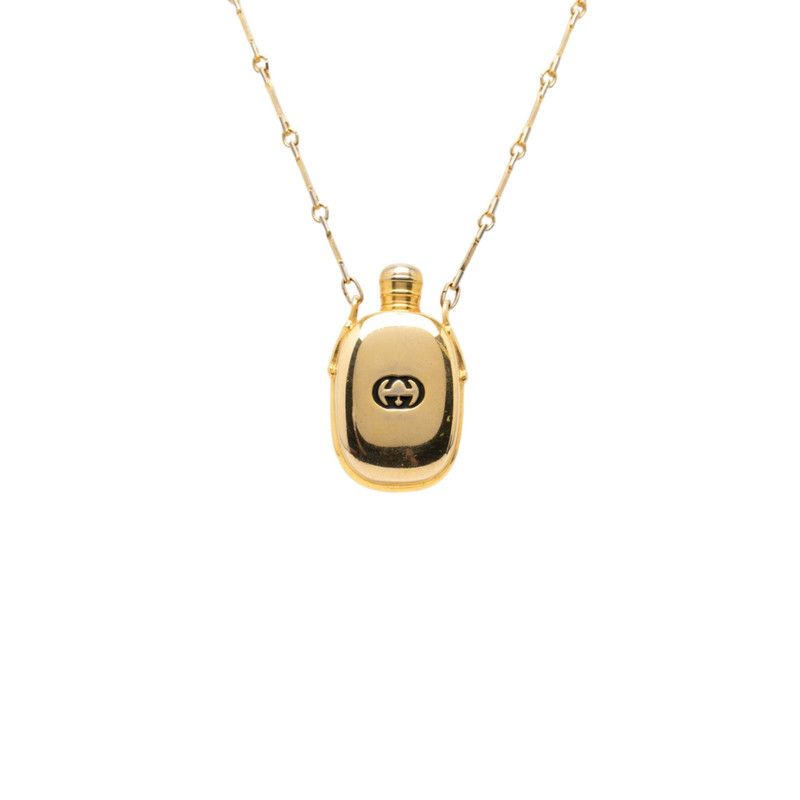 Gucci Perfume Bottle Chain Pendant Necklace Gold Plated
