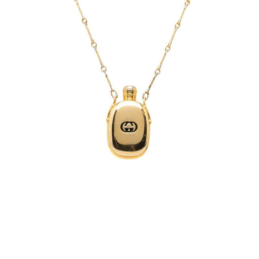 Gucci Perfume Bottle Chain Pendant Necklace Gold Plated