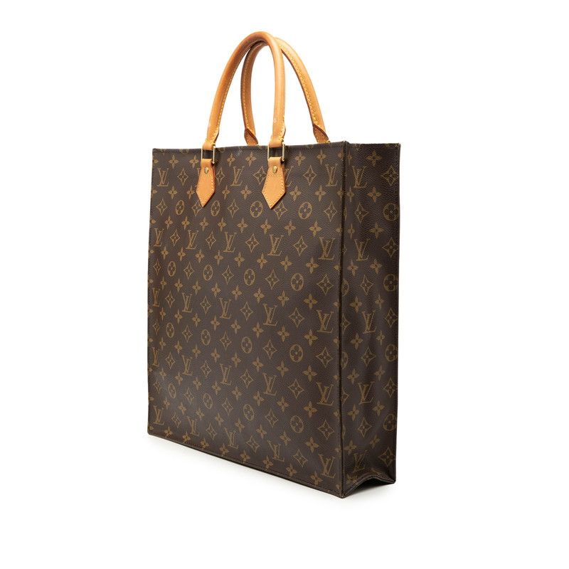 Louis Vuitton Monogram Sac Plat Tote Brown Leather — view 2