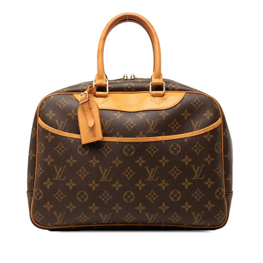 Louis Vuitton Monogram Deauville Handbag Brown Leather