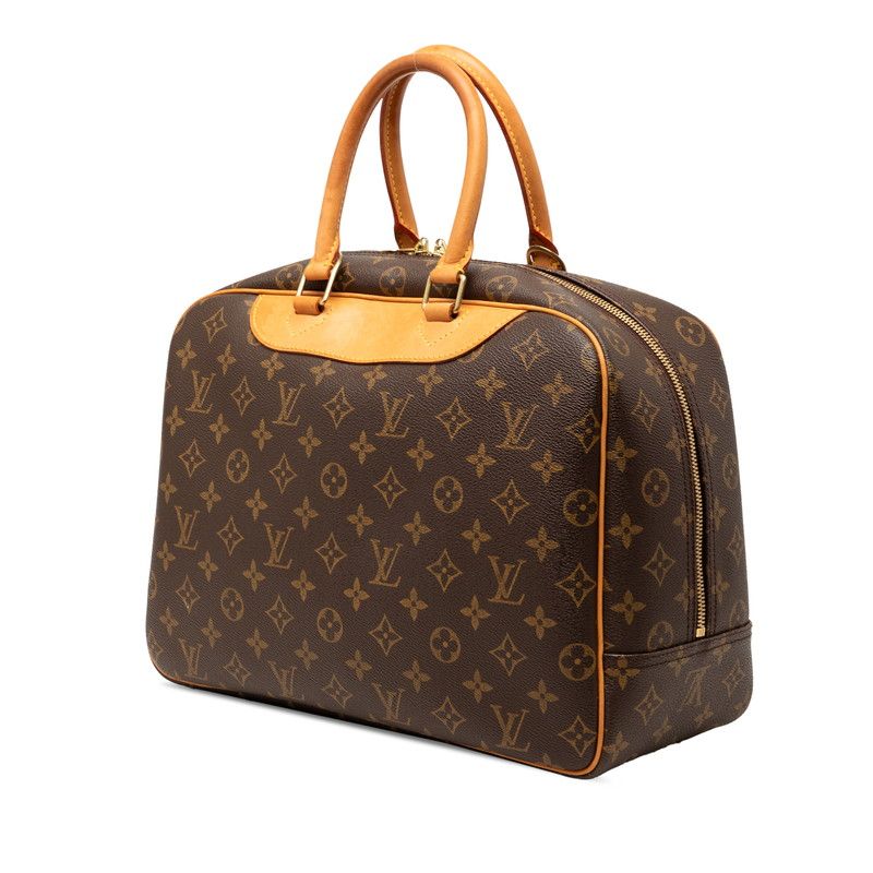 Louis Vuitton Monogram Deauville Handbag Brown Leather — view 2