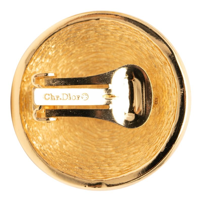 Dior CD Logo Round Earrings Gold Plated — view 3