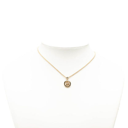 Dior Logo Chain Pendant Necklace Gold Plated Line Stone — view 6