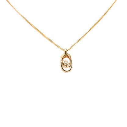 Dior CD Logo Chain Pendant Necklace Gold Plated