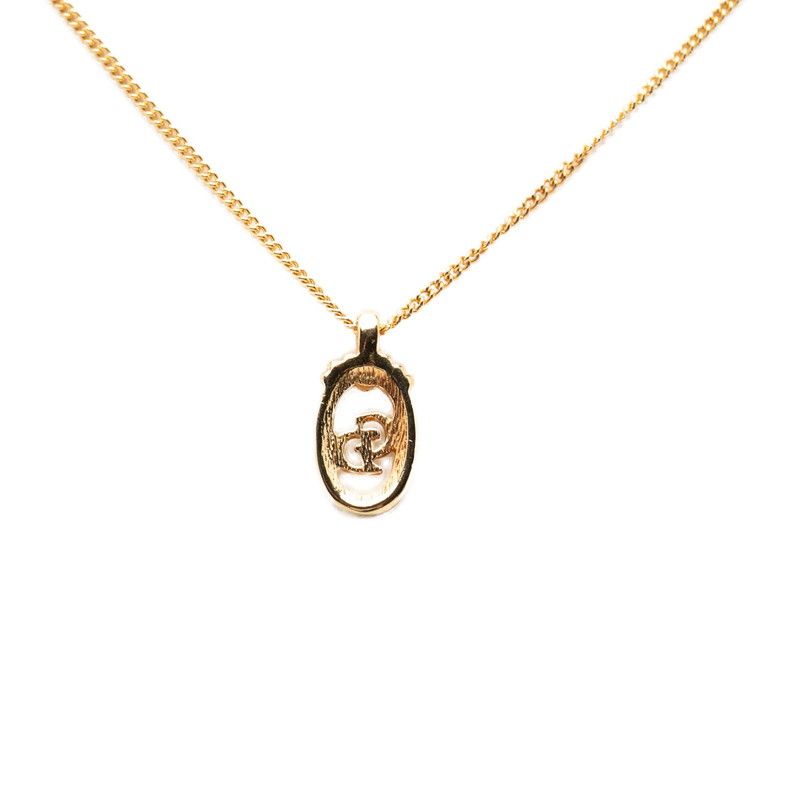 Dior CD Logo Chain Pendant Necklace Gold Plated — view 2